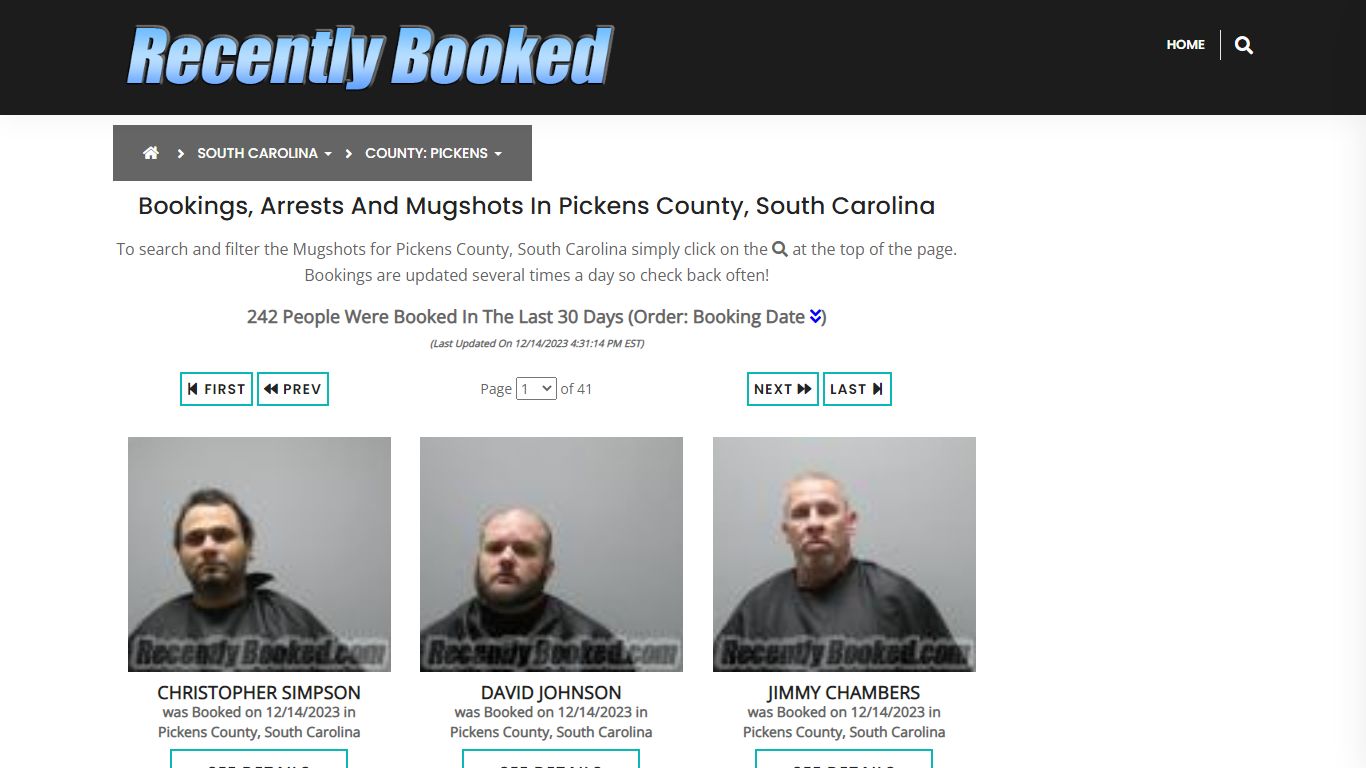 Bookings, Arrests and Mugshots in Pickens County, South Carolina
